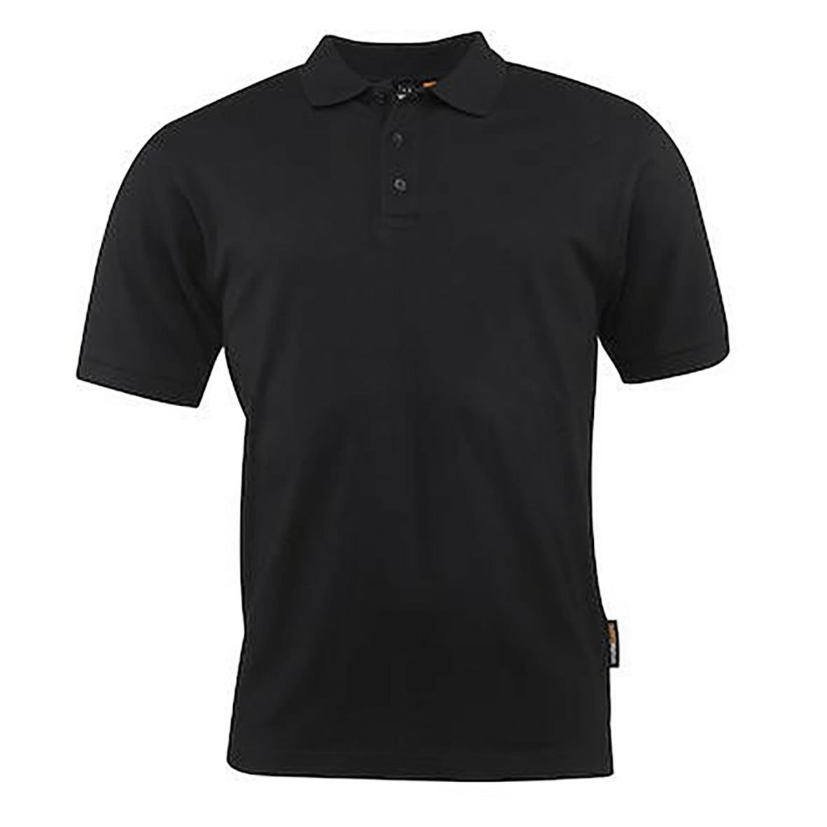 Svart stretch pikétröja med krage och knappar