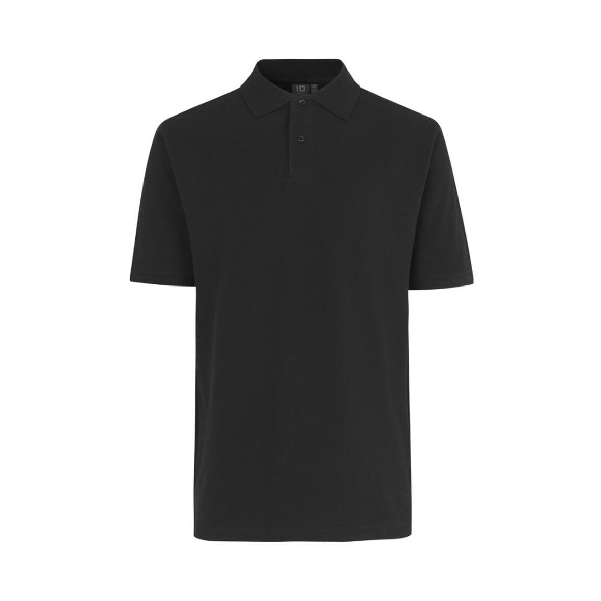 Svart pikétröja med krage och knappar, storlek S