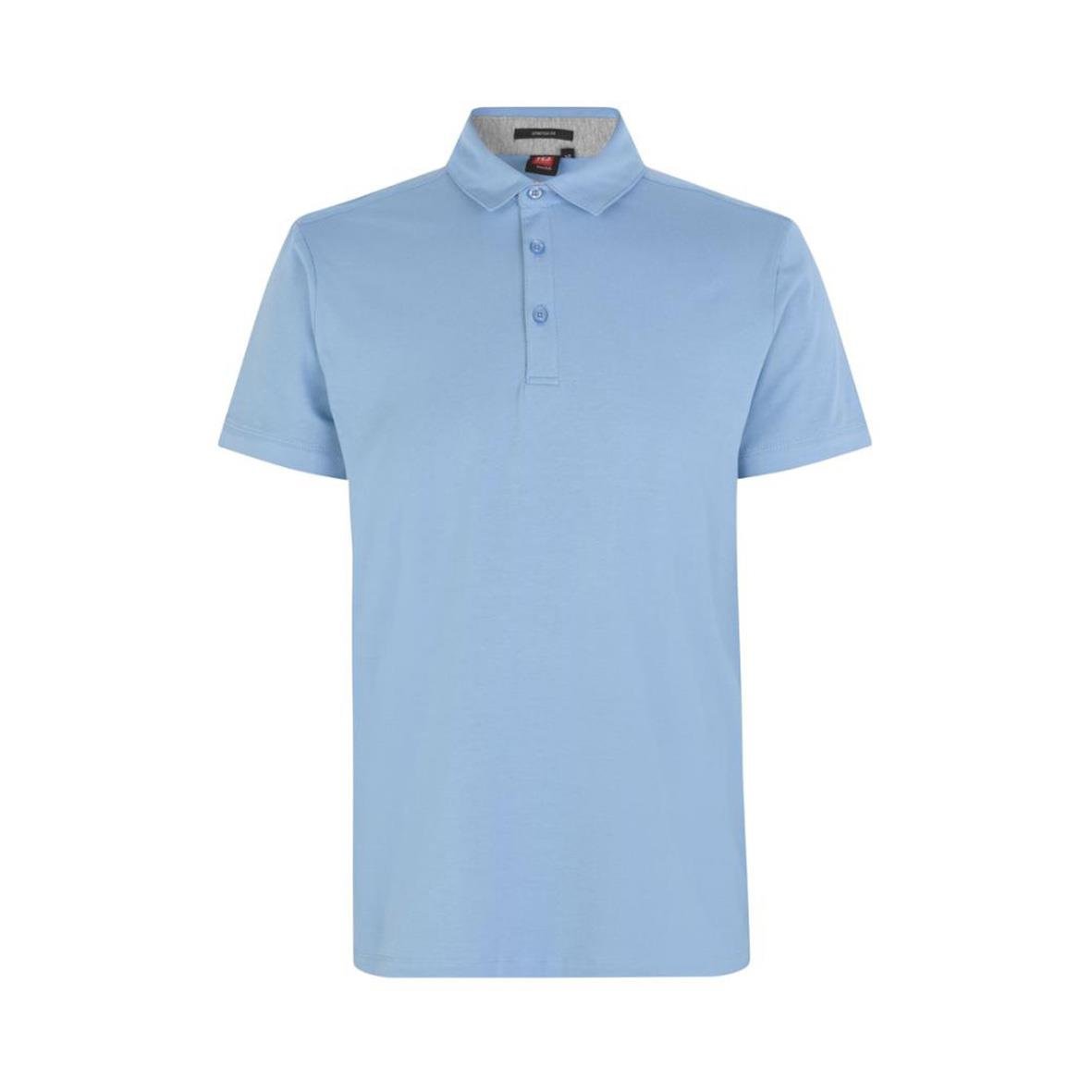 Ljusblå pikétröja för business med krage och knappar, storlek S