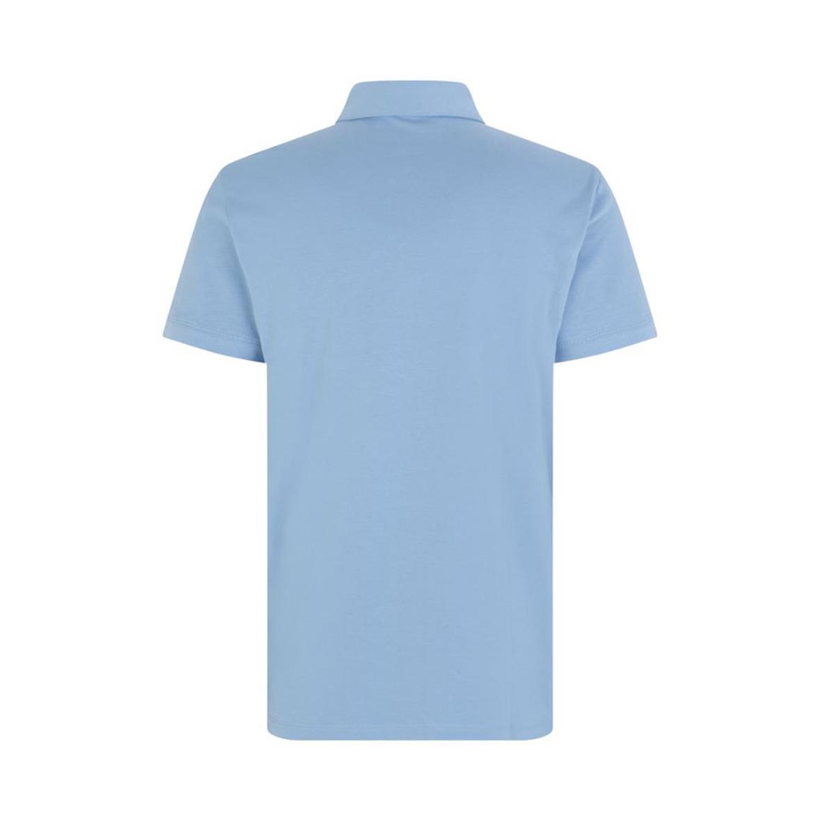 Ljusblå pikétröja i businessmodell med korta ärmar