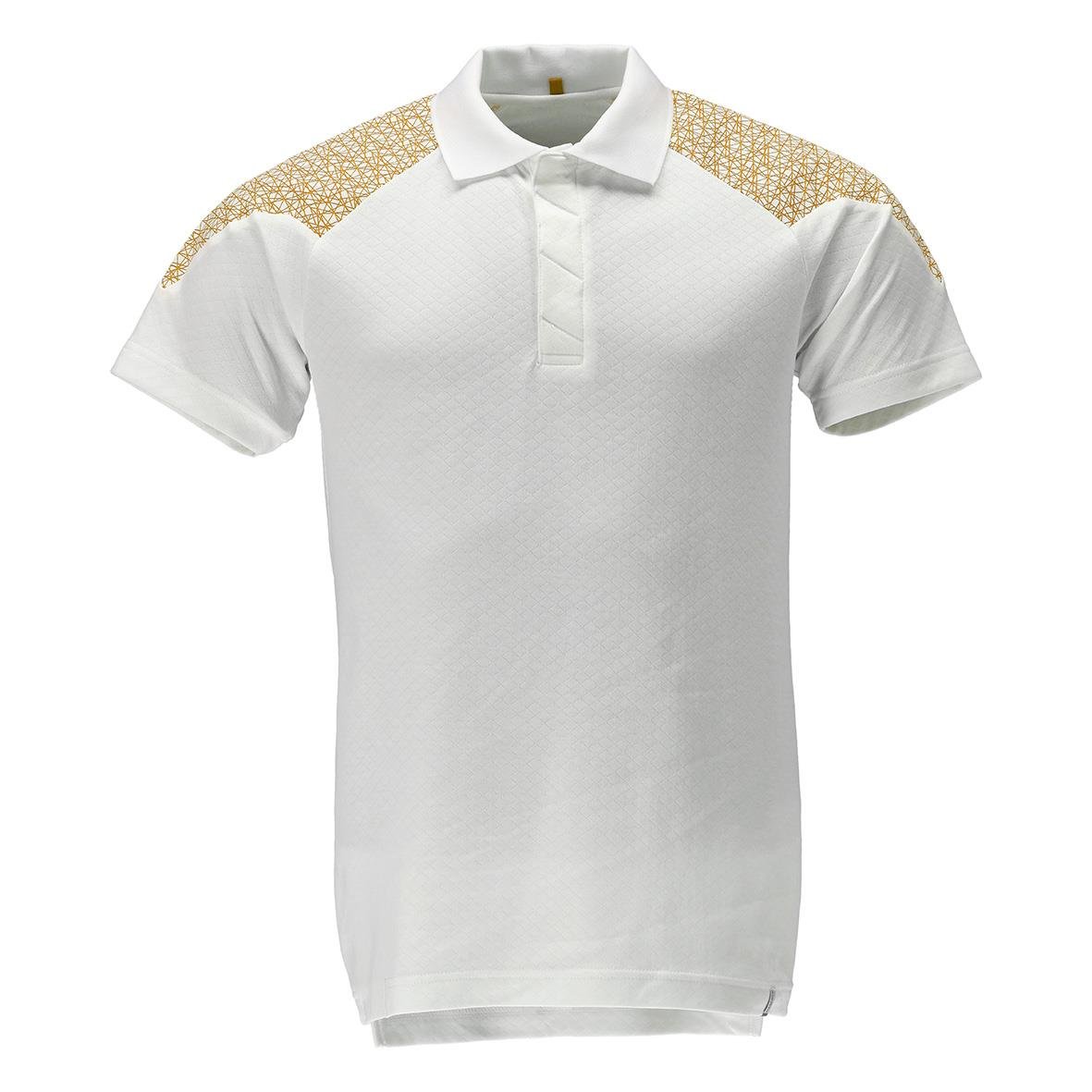 Vit polo med guldglitter på axlarna och korta ärmar