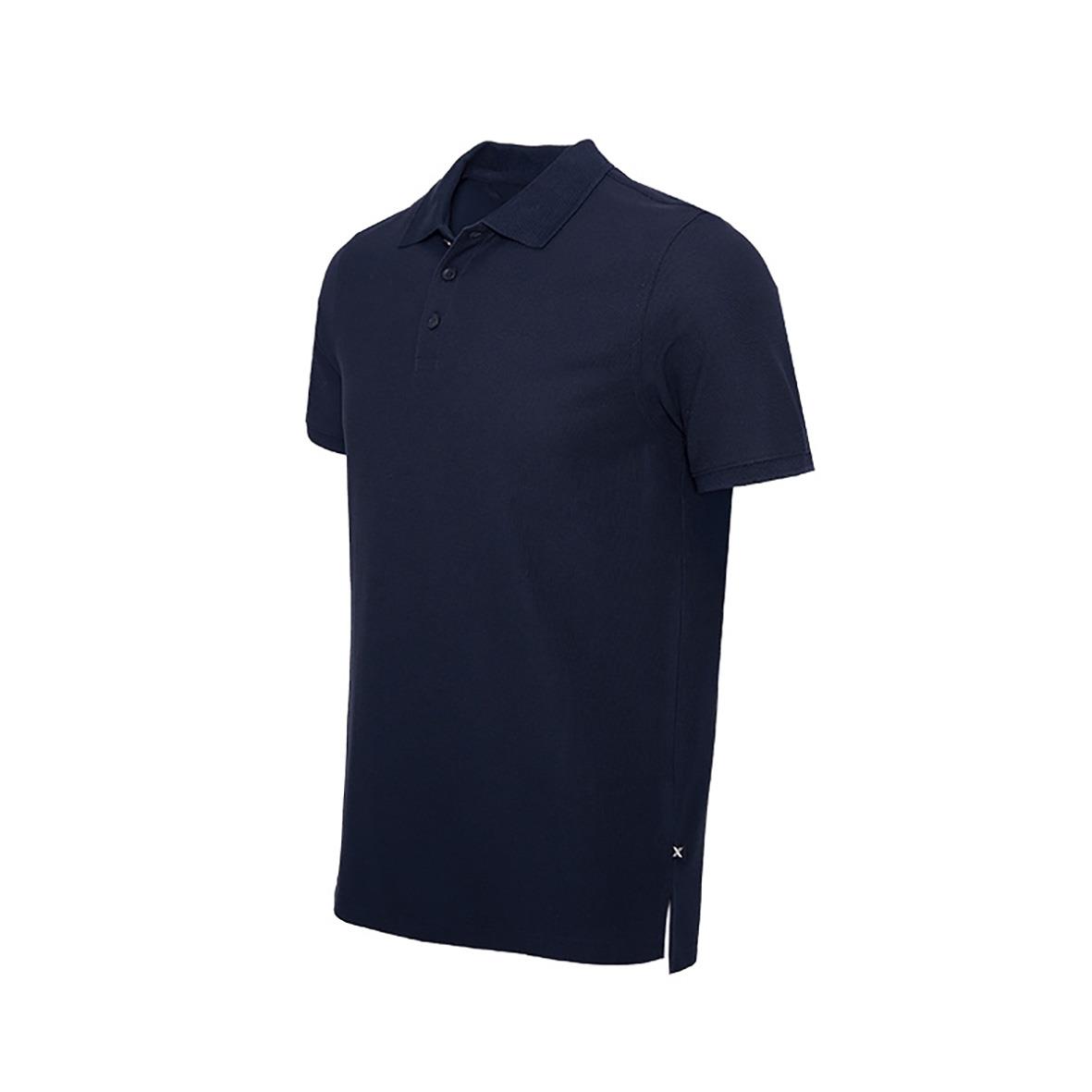 Navyblå pikétröja Texstar PS14 Classic Navy S med krage och knappar
