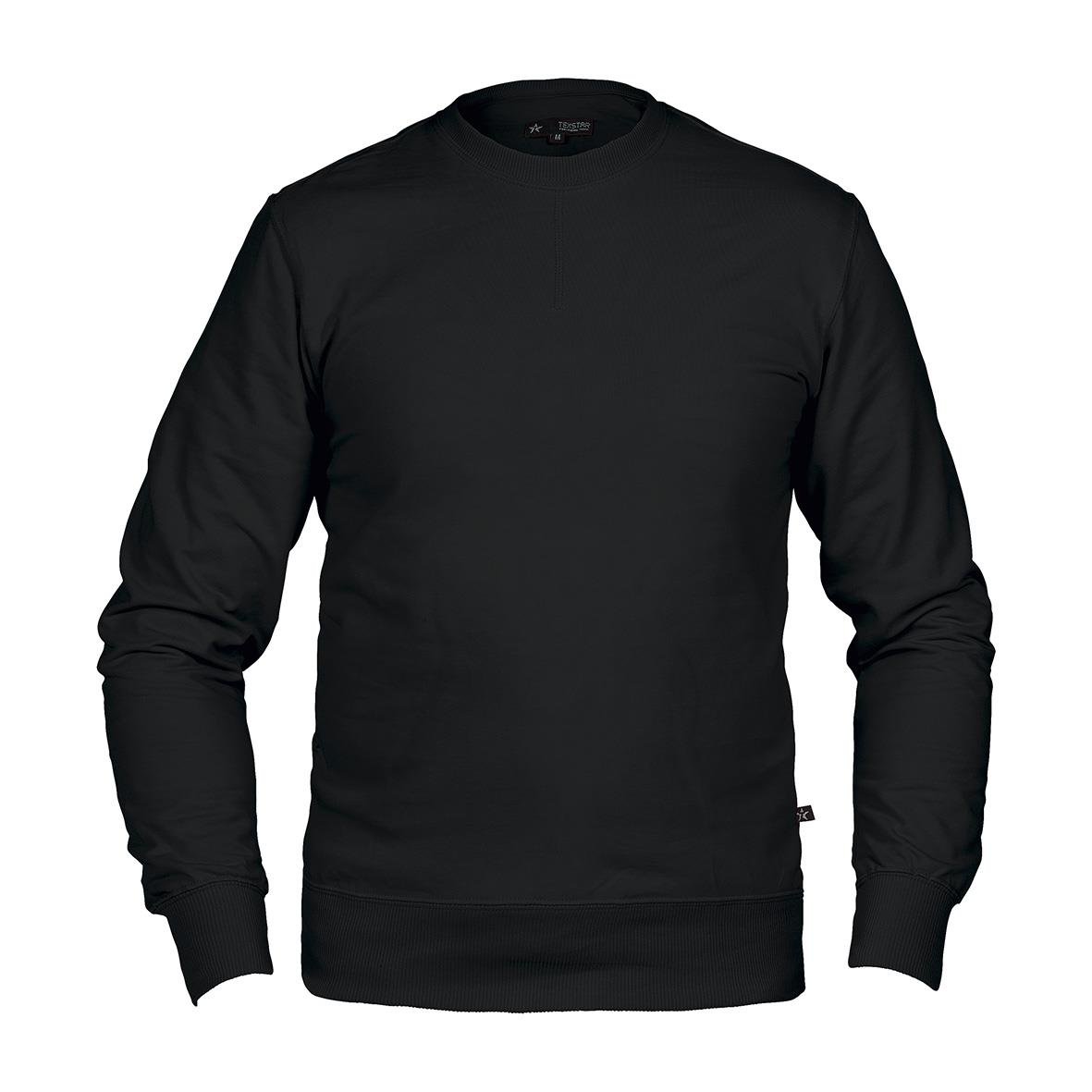 Svart sweatshirt Texstar SW13 i storlek XS utan synliga logotyper eller mönster