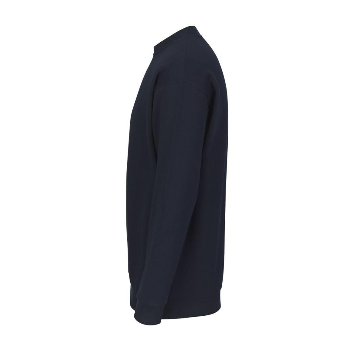 Marinblå sweatshirt i sidovyll med rund hals och långa ärmar