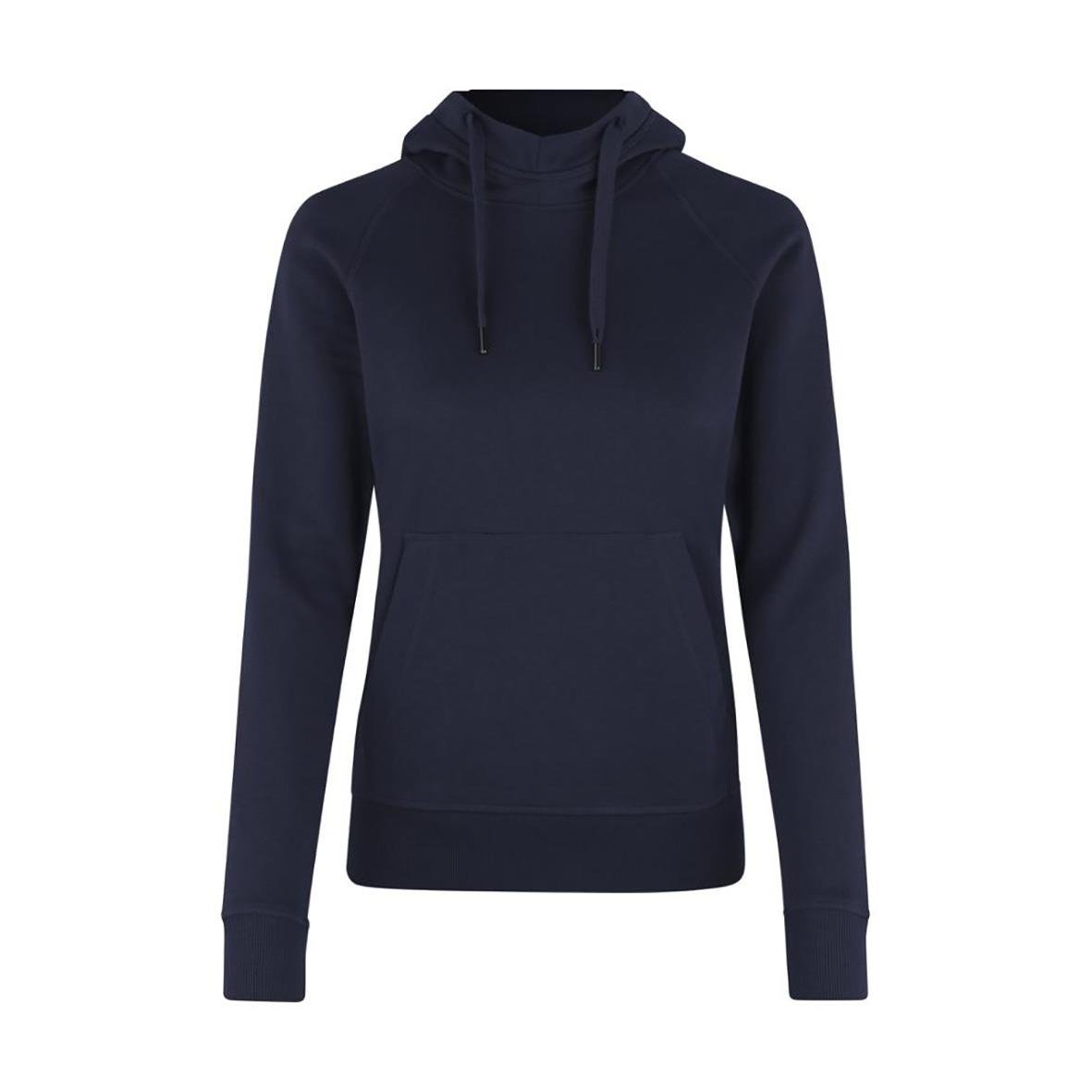 Marinblå hoodie för dam med dragkedja och huva