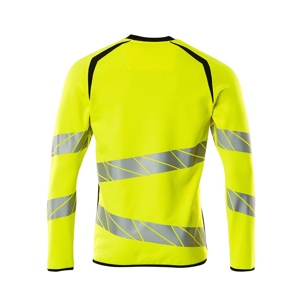 Varselgul och mörk marin sweatshirt med reflexremsor, lång ärm, XS storlek