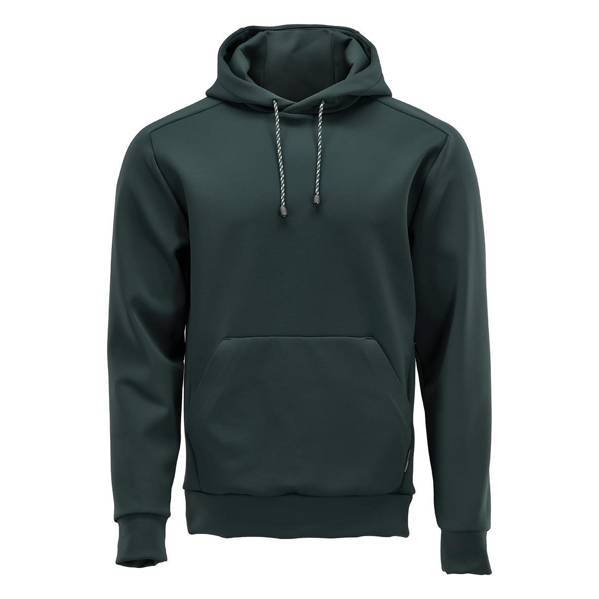 Mörkgrön fleecehoodie med dragkedja och ficka, storlek XS