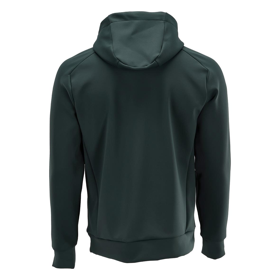 Fleecetröja i skogsgrön med huva, sett bakifrån, storlek XS