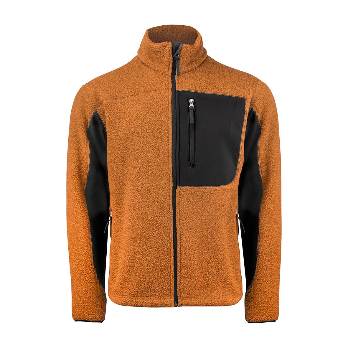 Fleecetröja Texstar FJ85 i orange och svart 4XL med stående krage och dragkedja