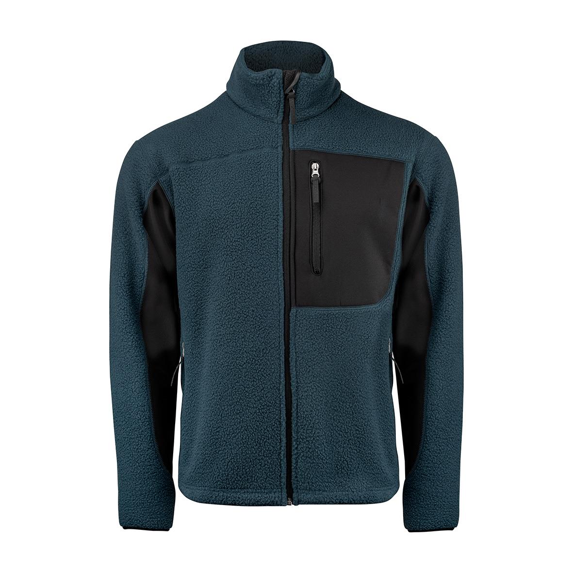 Blå och svart fleecejacka Texstar FJ85 i storlek XL med dragkedja och bröstficka