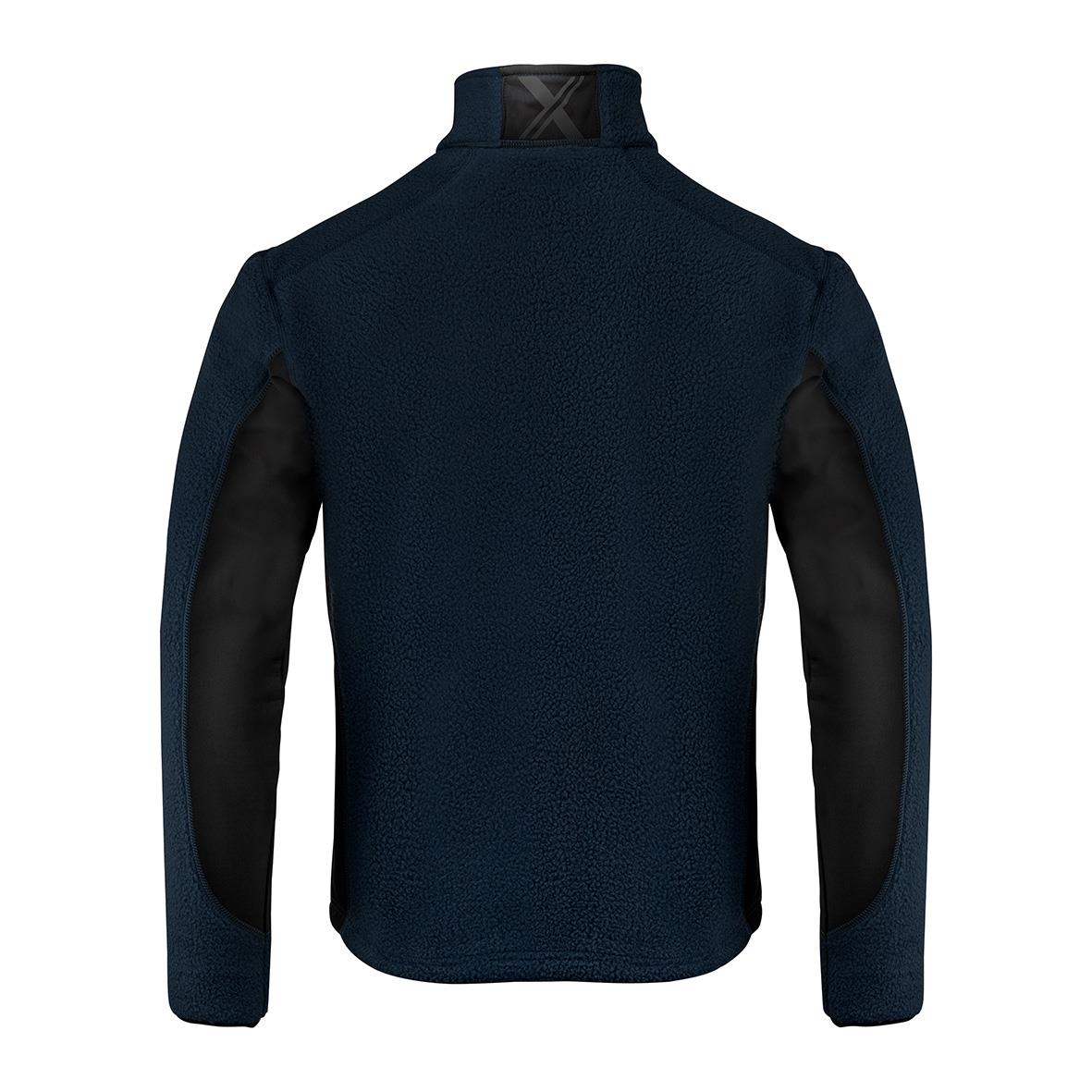 Marinblå fleecejacka Texstar FJ85 med svarta ärmar och hög krage