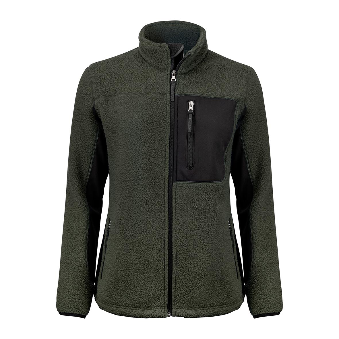 Grön och svart fleecejacka Texstar WJ85 Dam i storlek XS