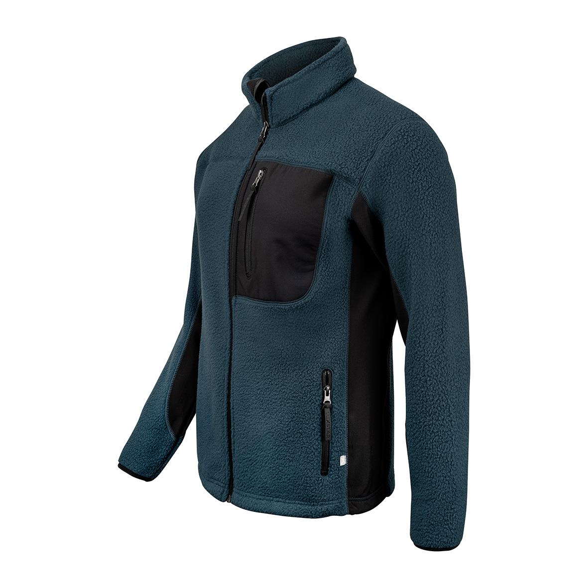 Blå och svart fleecetröja Texstar WJ85 Dam 2XL med dragkedjor och hög krage