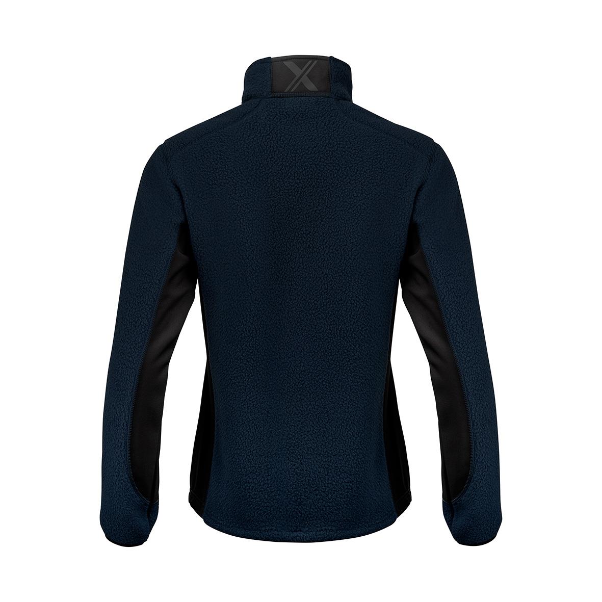 Marinblå fleecejacka med svarta detaljer och stående krage, XS