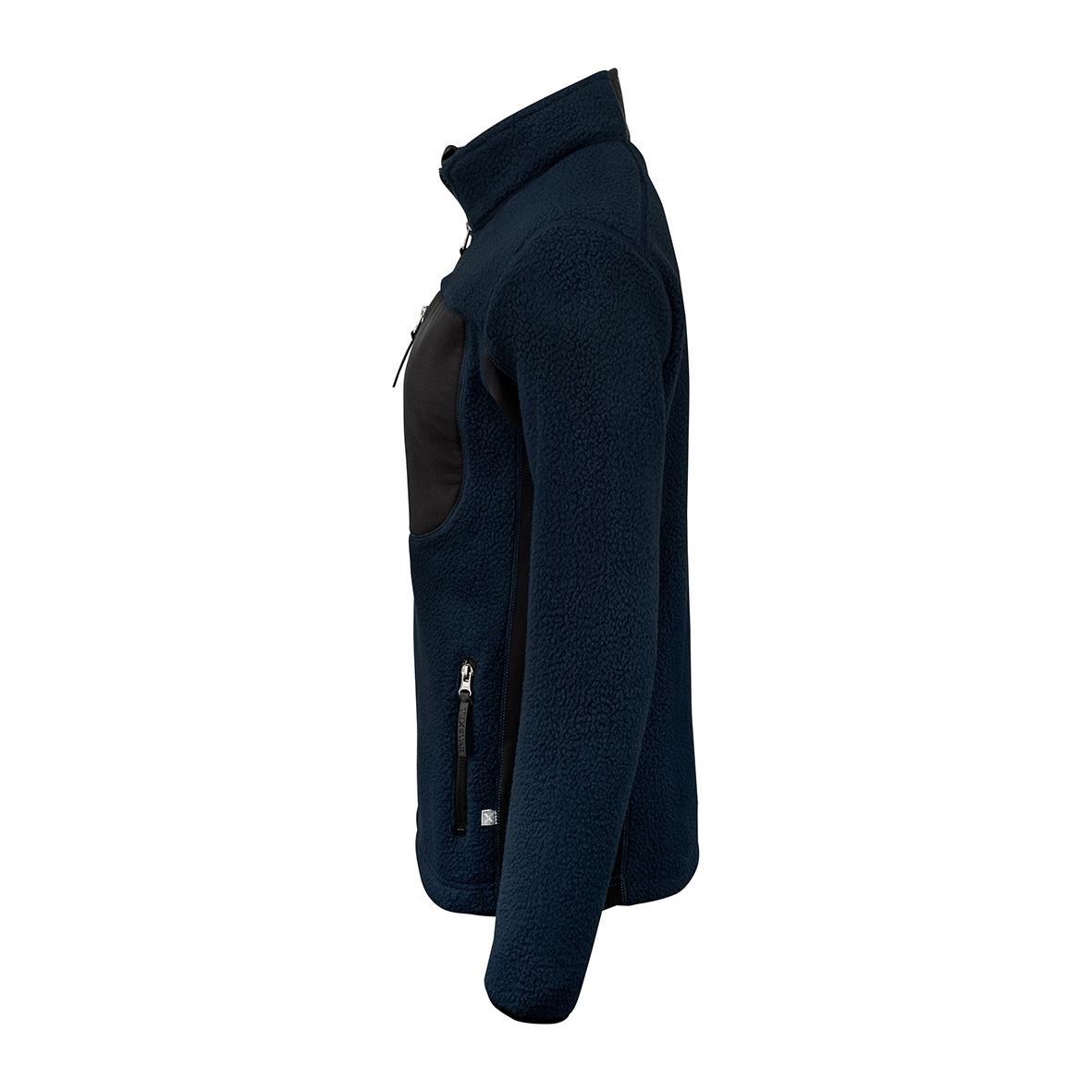 Mörkblå fleecejacka Texstar WJ85 Dam Marin/Svart 3XL med stående krage och dragkedja