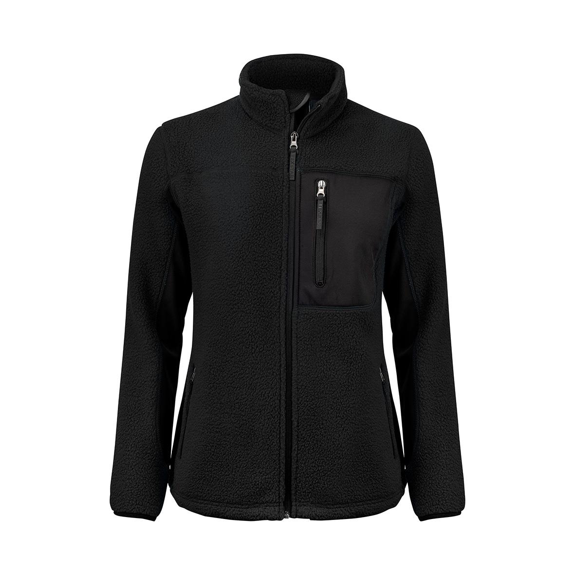 Svart fleecejacka Texstar WJ85 Dam XL med dragkedja och hög krage