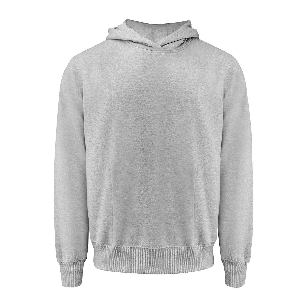Ljusgrå hoodtröja Texstar HS02 i storlek S med huva och ribbade muddar