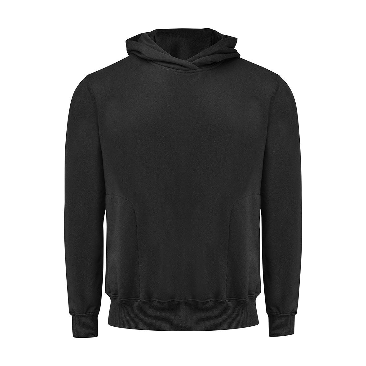 Svart hoodtröja Texstar HS02 med huva och ribbade muddar
