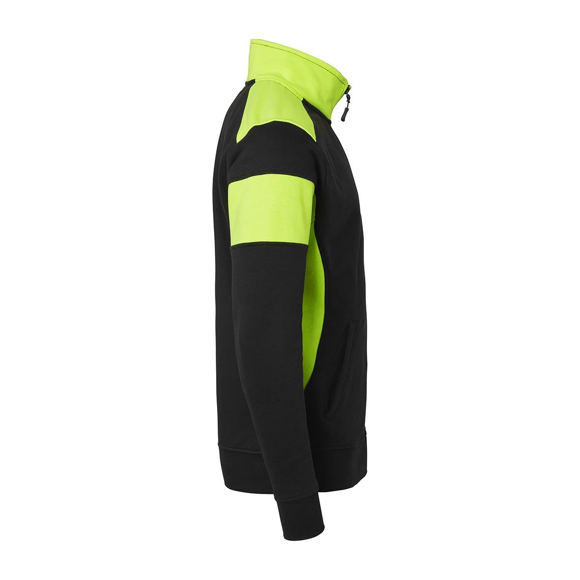 Svart och varselgul sweatshirt i XS storlek med hög krage och dragkedja