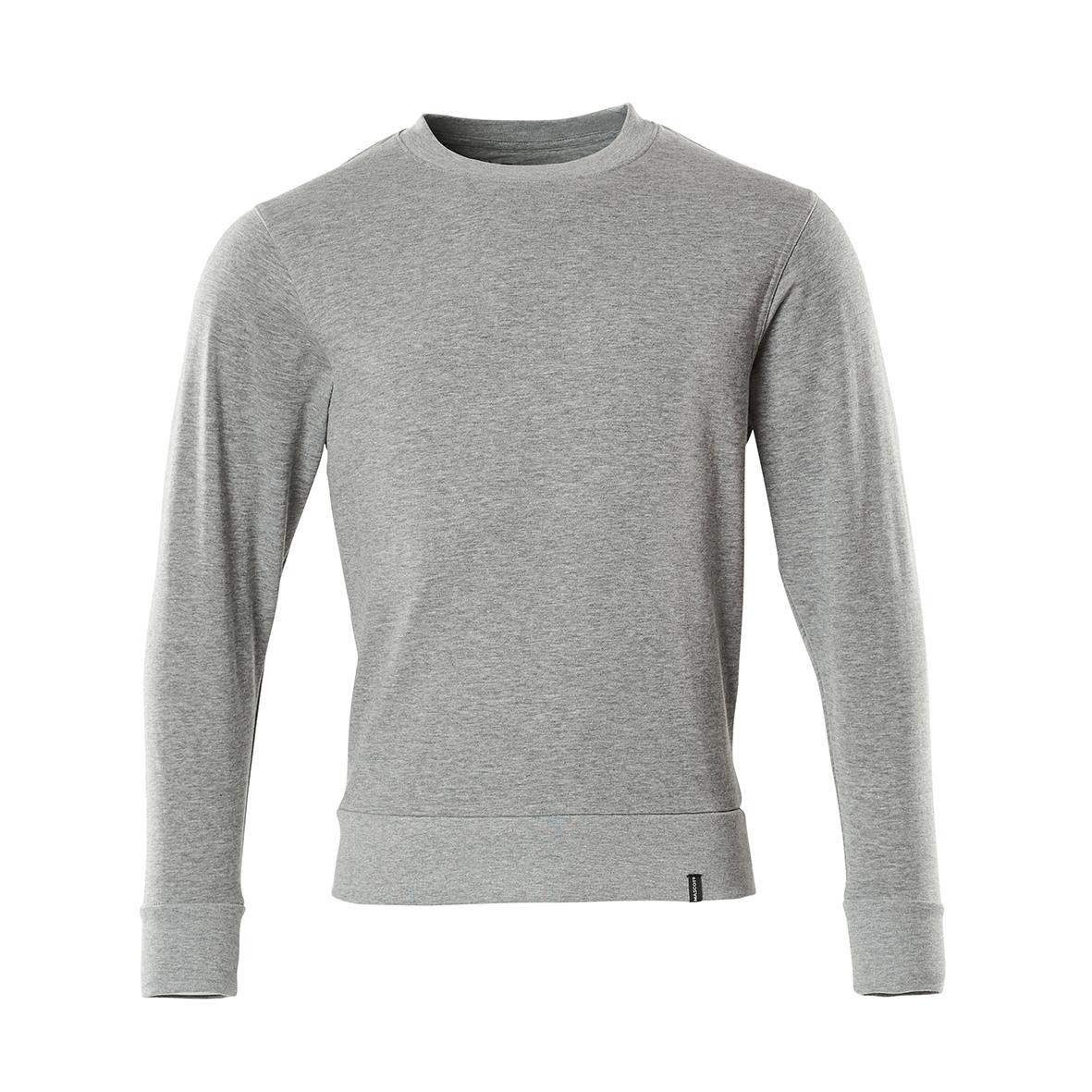 Grå melerad sweatshirt med rund hals och lång ärm, enkel design