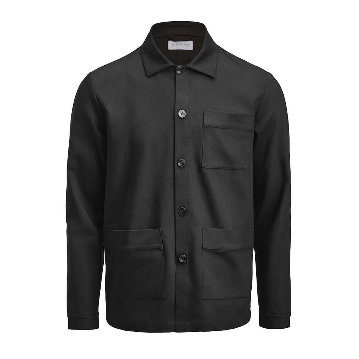 Svart overshirt från J.Harvest & Frost med patchfickor och knappar, storlek XS