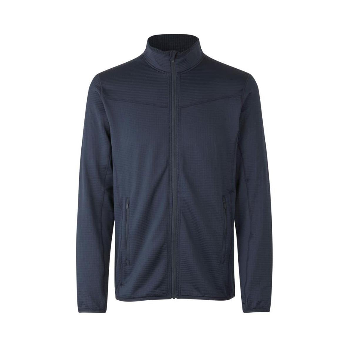 Marinblå sportjacka med stående krage och dragkedja fram