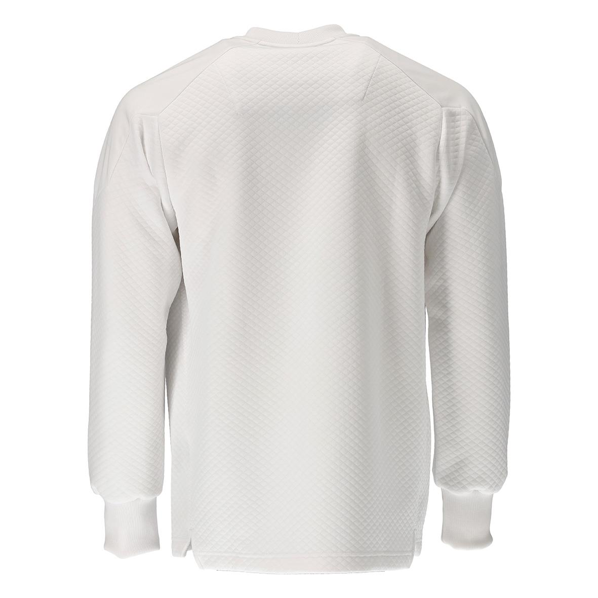 Vit sportjacka med långärmad design och ribbade muddar bakifrån