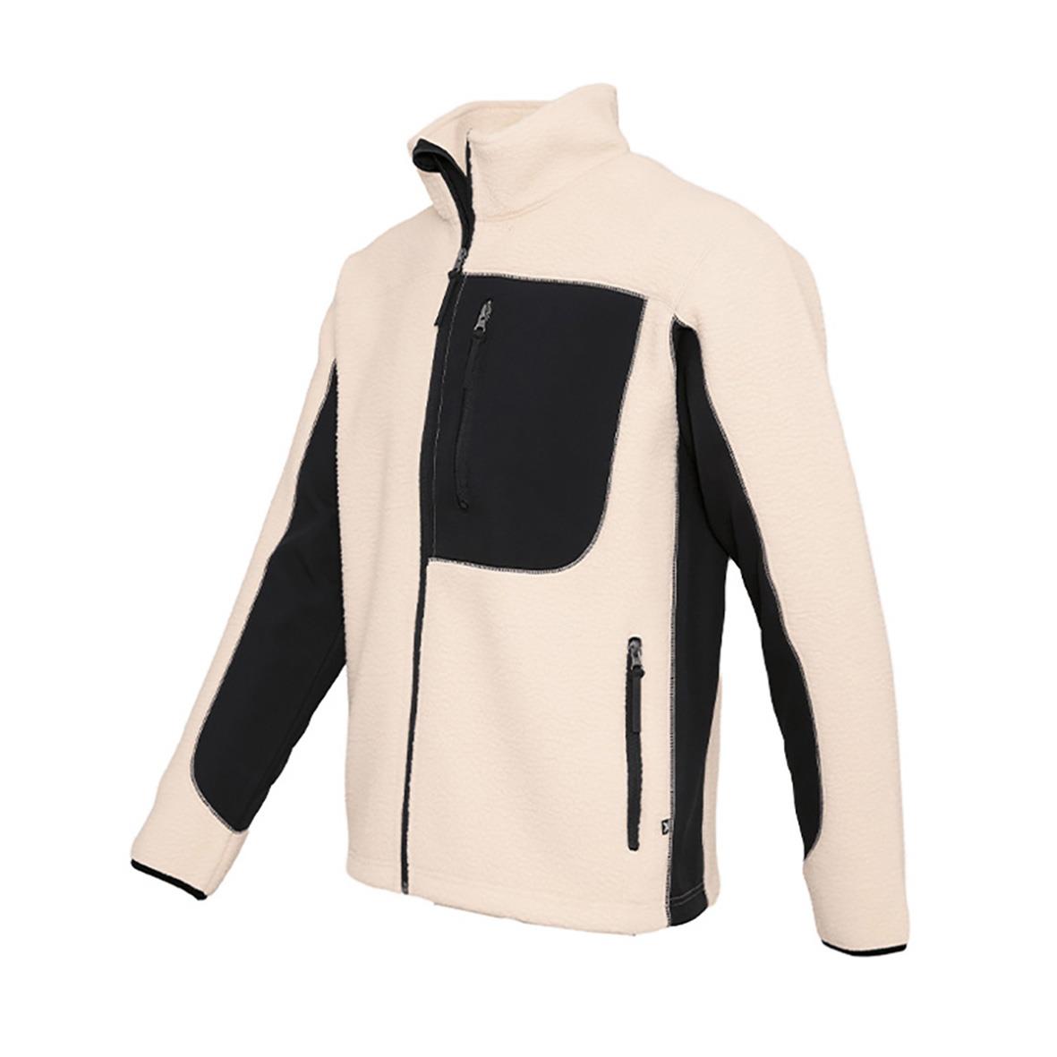 Fleecetröja Texstar FJ85 i sand och svart med dragkedjor och hög krage, storlek XXL