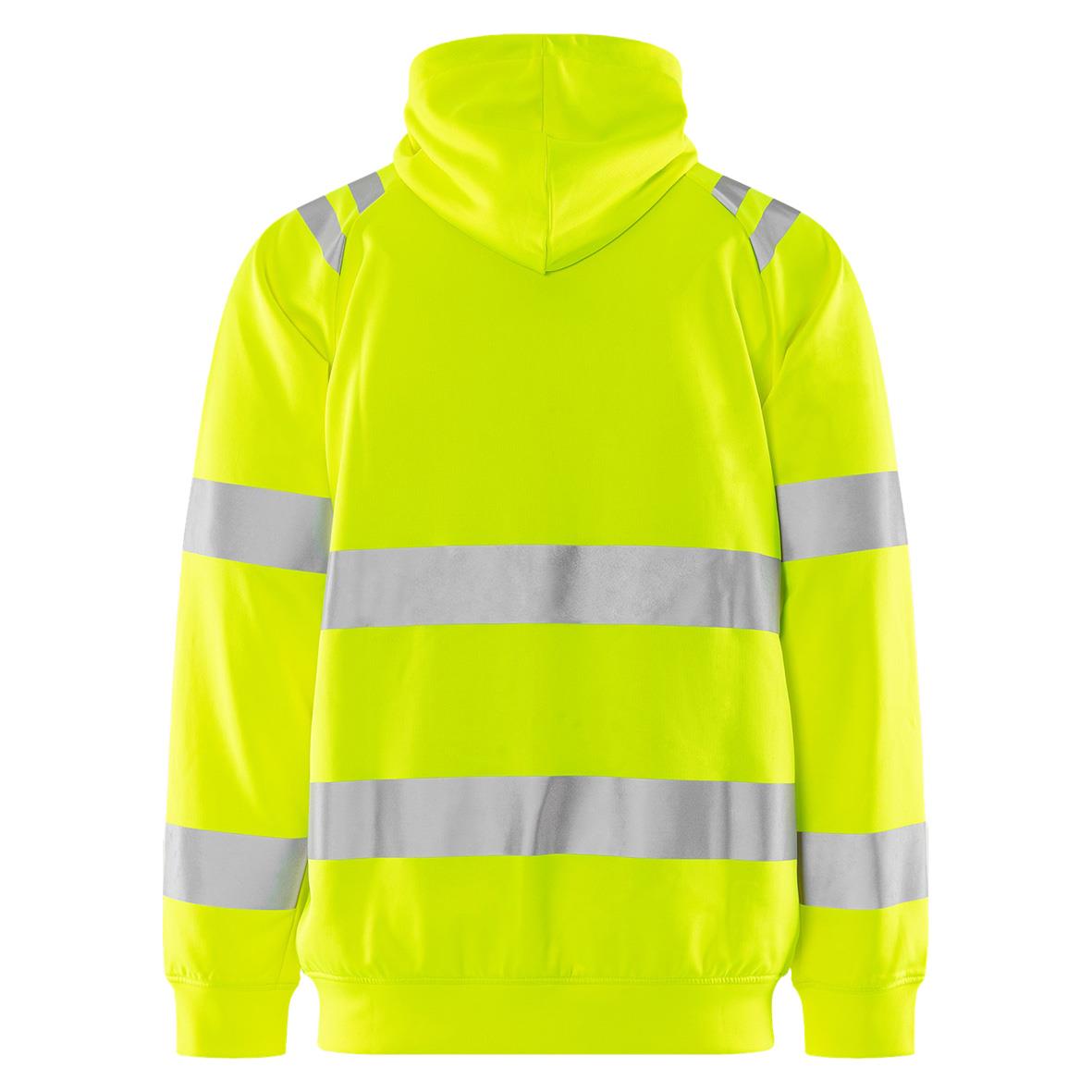 Högsynlig grön sweatshirtjacka med huva och reflexremsor