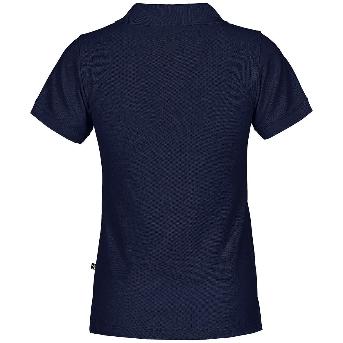 Marinblå pikétröja för dam från Texstar PSW4, sett bakifrån