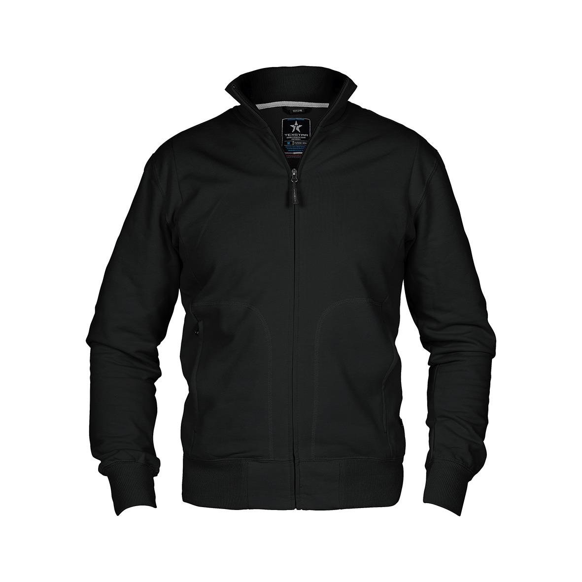 Svart sweatshirt Texstar HC04 i storlek XS med dragkedja och huva