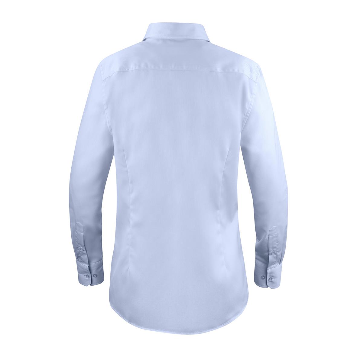 Ljusblå damskjorta i bomull med krage och knappar, storlek XS