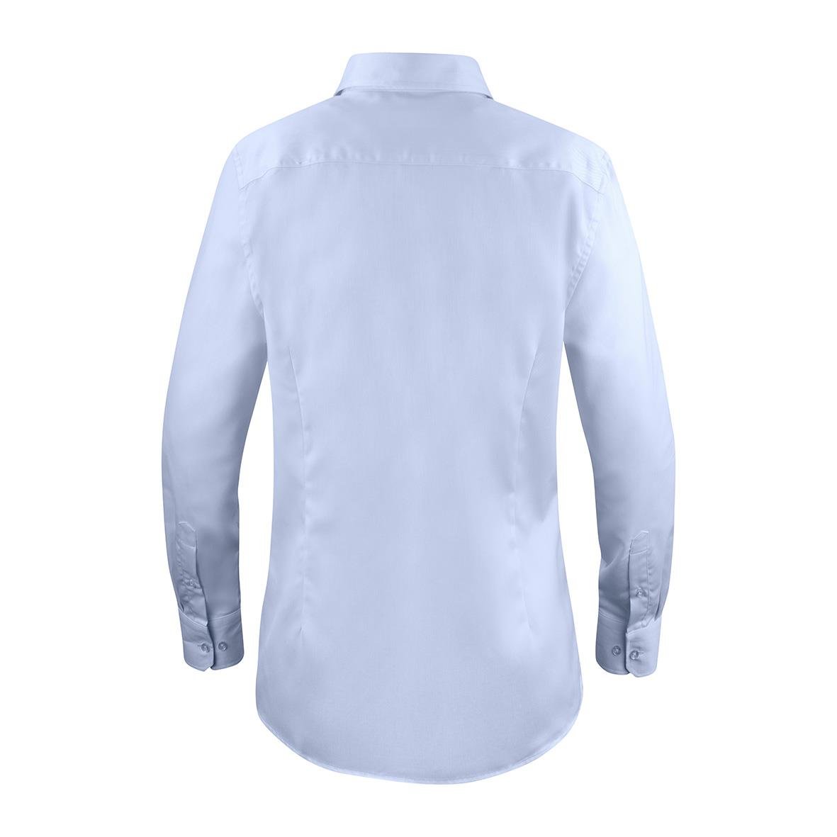 Ljusblå damskjorta i bomull med lång ärm och knappar, stl S