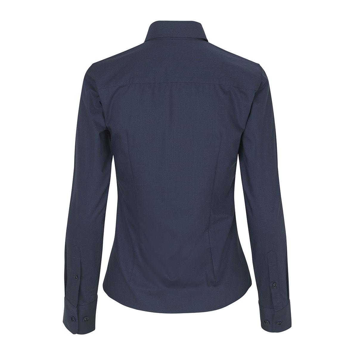 Marinblå damskjorta Seven Seas S52 Hybrid Modern med knappar och krage