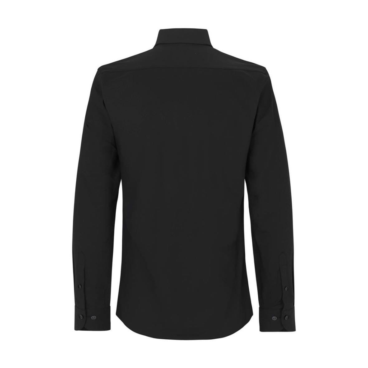 Svart skjorta med lång ärm och knappar på ärmsluten, slim fit, från Seven Seas S51 Hybrid