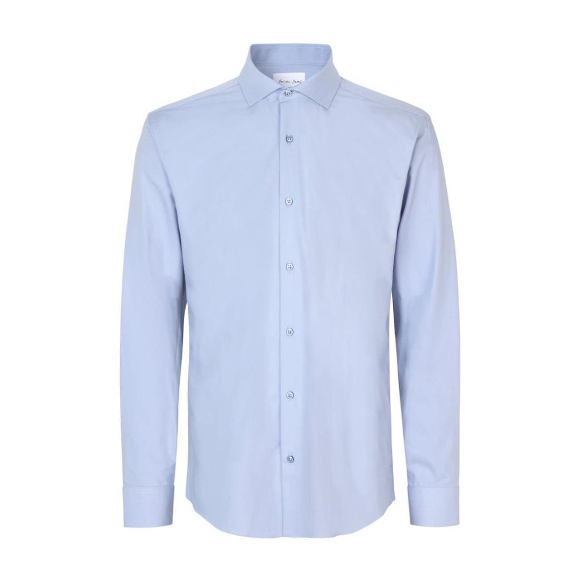 Ljusblå modern skjorta med knappar och krage, storlek M