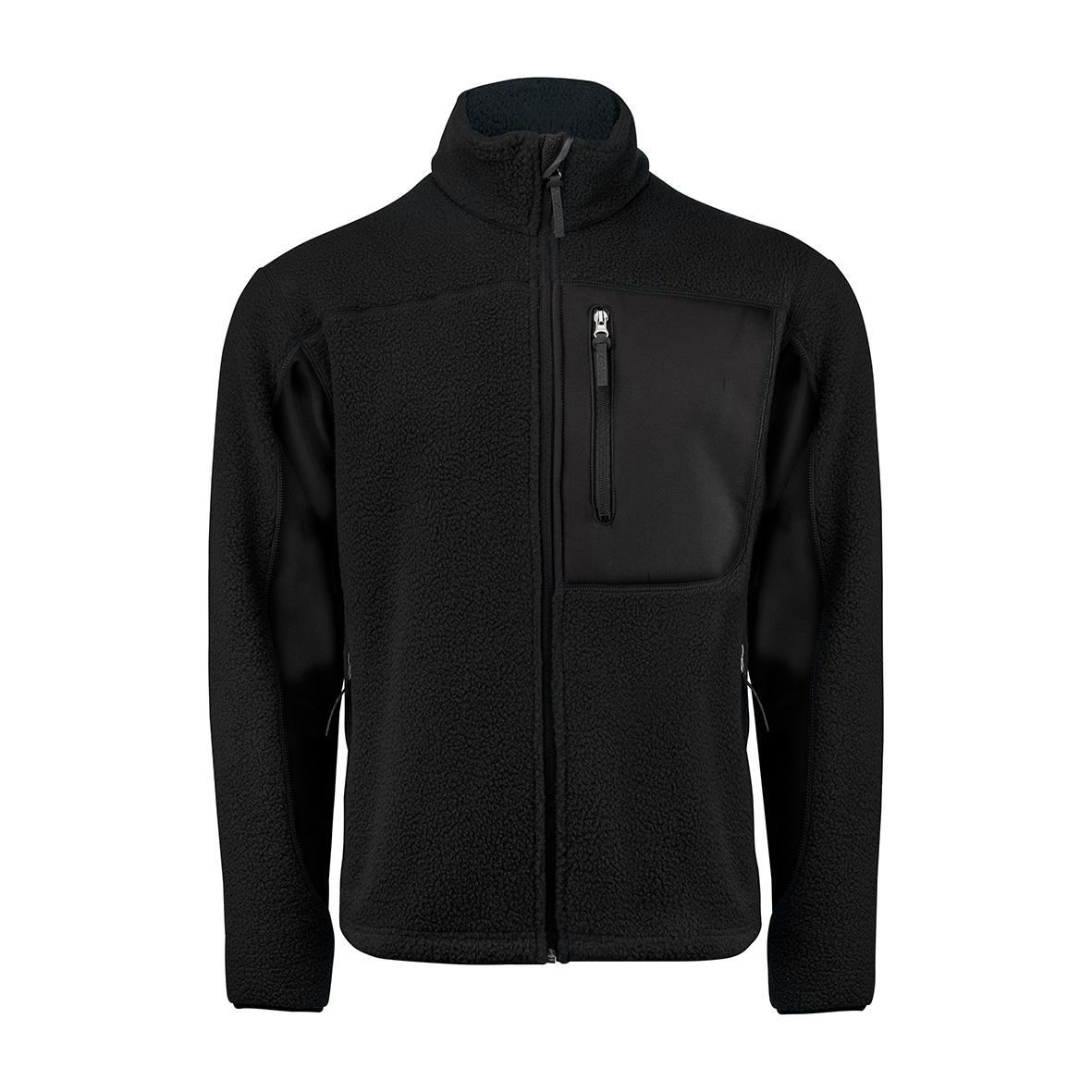 Svart fleecejacka Texstar FJ85 med stående krage och dragkedja fram