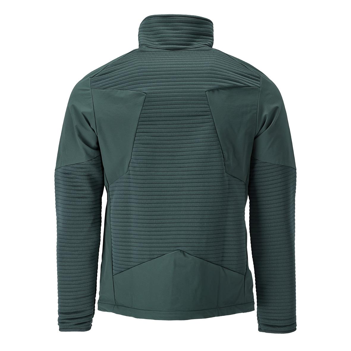 Fleecetröja i skogsgrön med quiltade paneler och hög krage, XS storlek