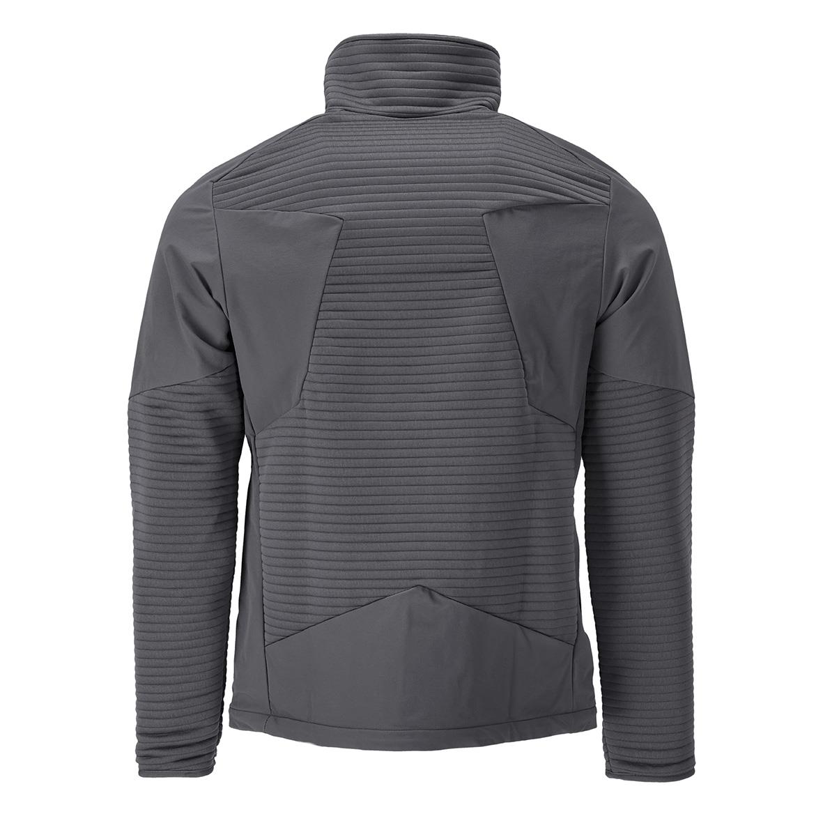 Grå fleecejacka med ribbade detaljer och hög krage, storlek XS