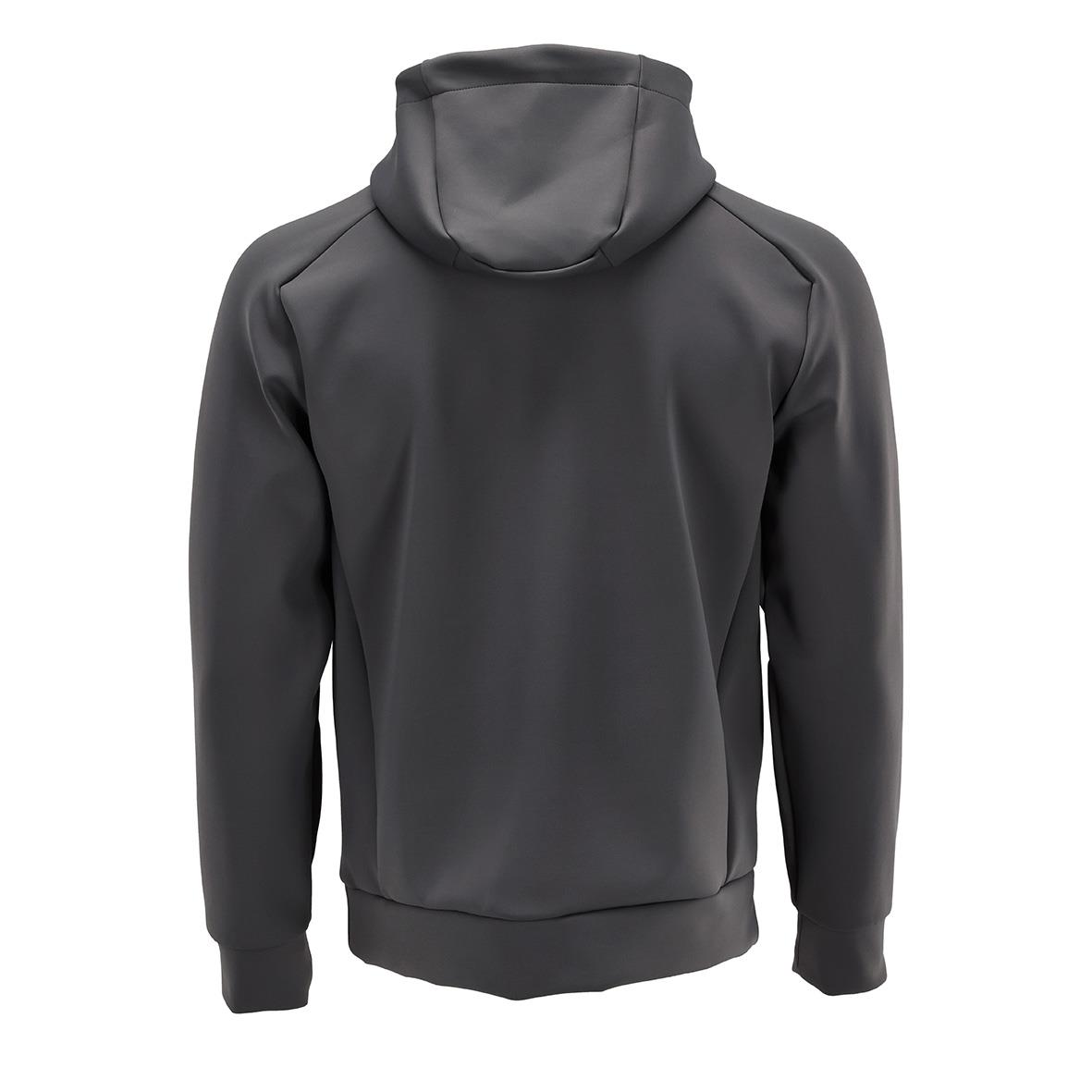 Mörkgrå fleecejacka med huva och raglanärm i 2XL storlek