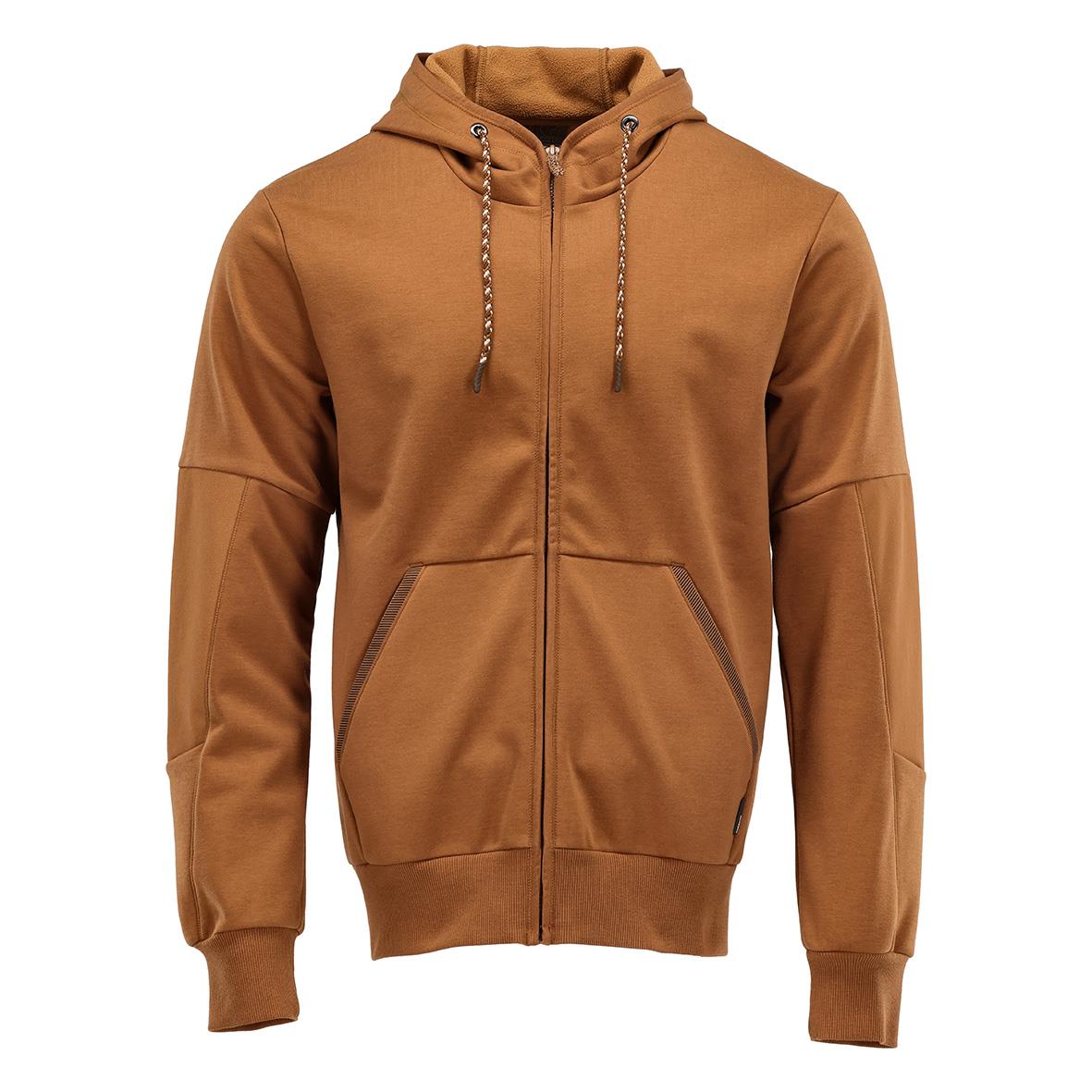 Brun huva med dragkedja och fickor, långärmad, storlek 2XL