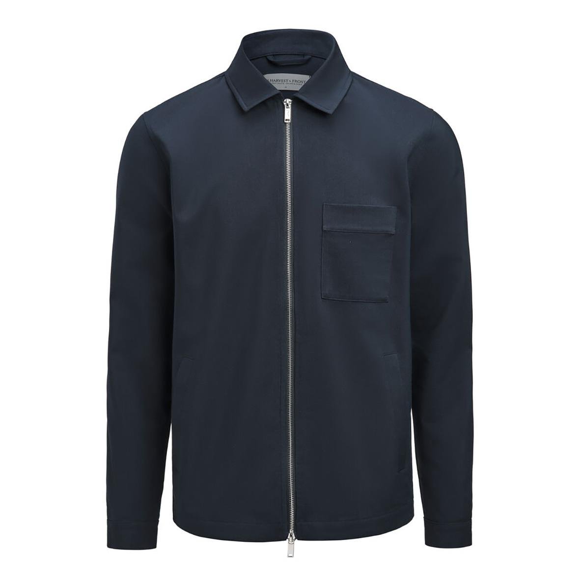 Marinblå overshirt med dragkedja och bröstficka från J.Harvest & Frost i storlek XS