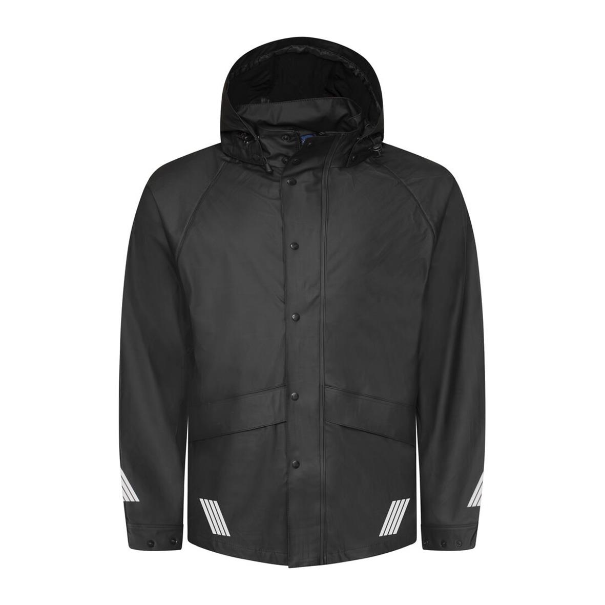 Svart regnjacka Projob 4430 med huva och dragkedja