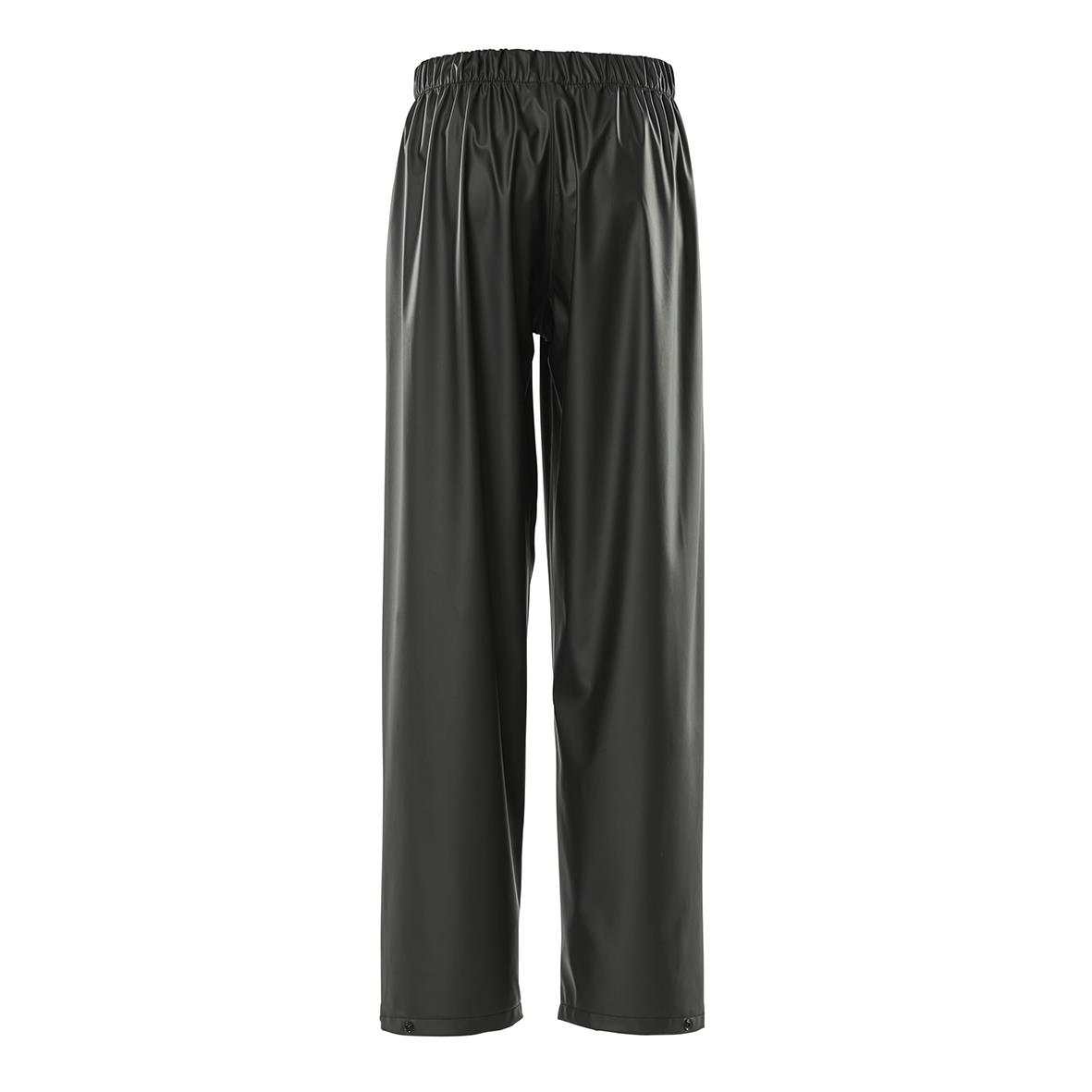 Svarta regnbyxor i polyester med elastisk midja