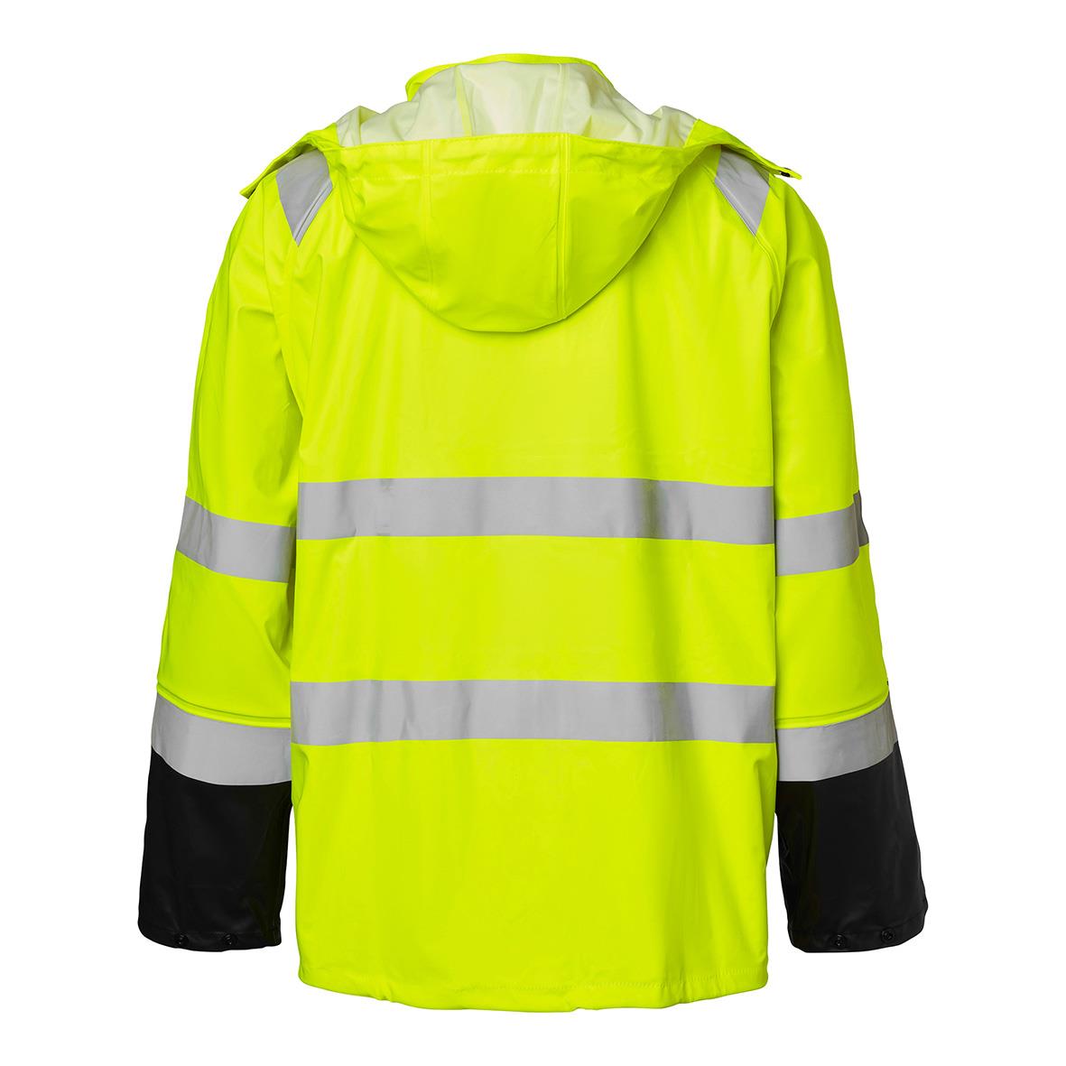 Högsynlig reflexjacka i gul med silverreflexer och svarta ärmar