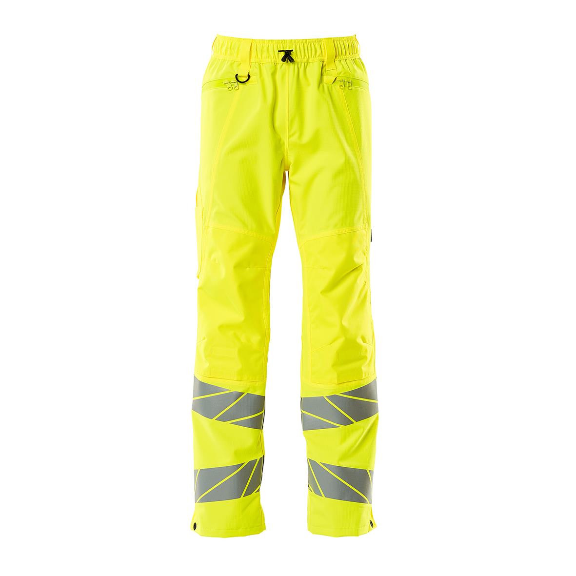 Överdragsbyxa i varselgul färg med reflexdetaljer, storlek XL