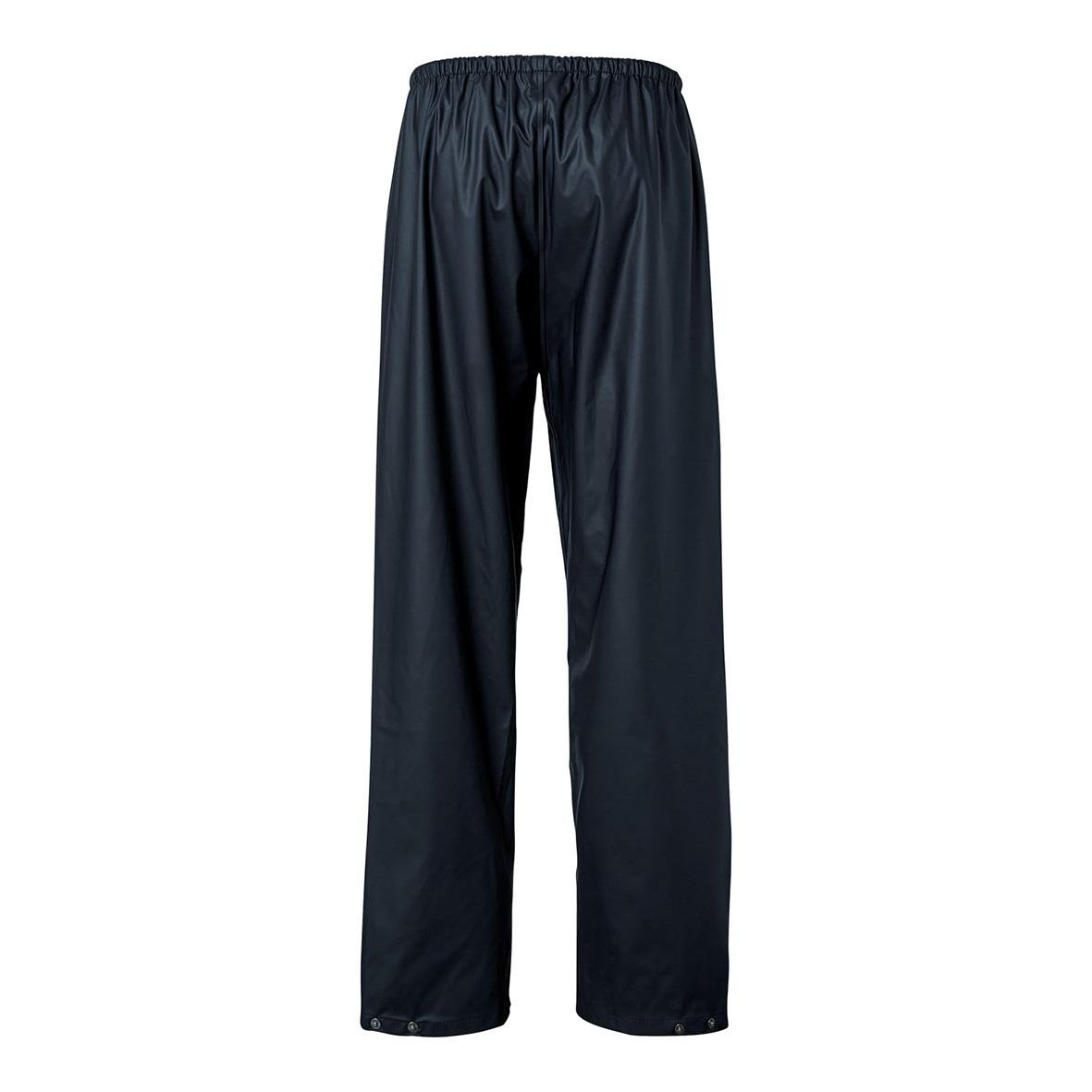 Marinblå unisex regnbyxor i polyester med elastisk midja, storlek XS