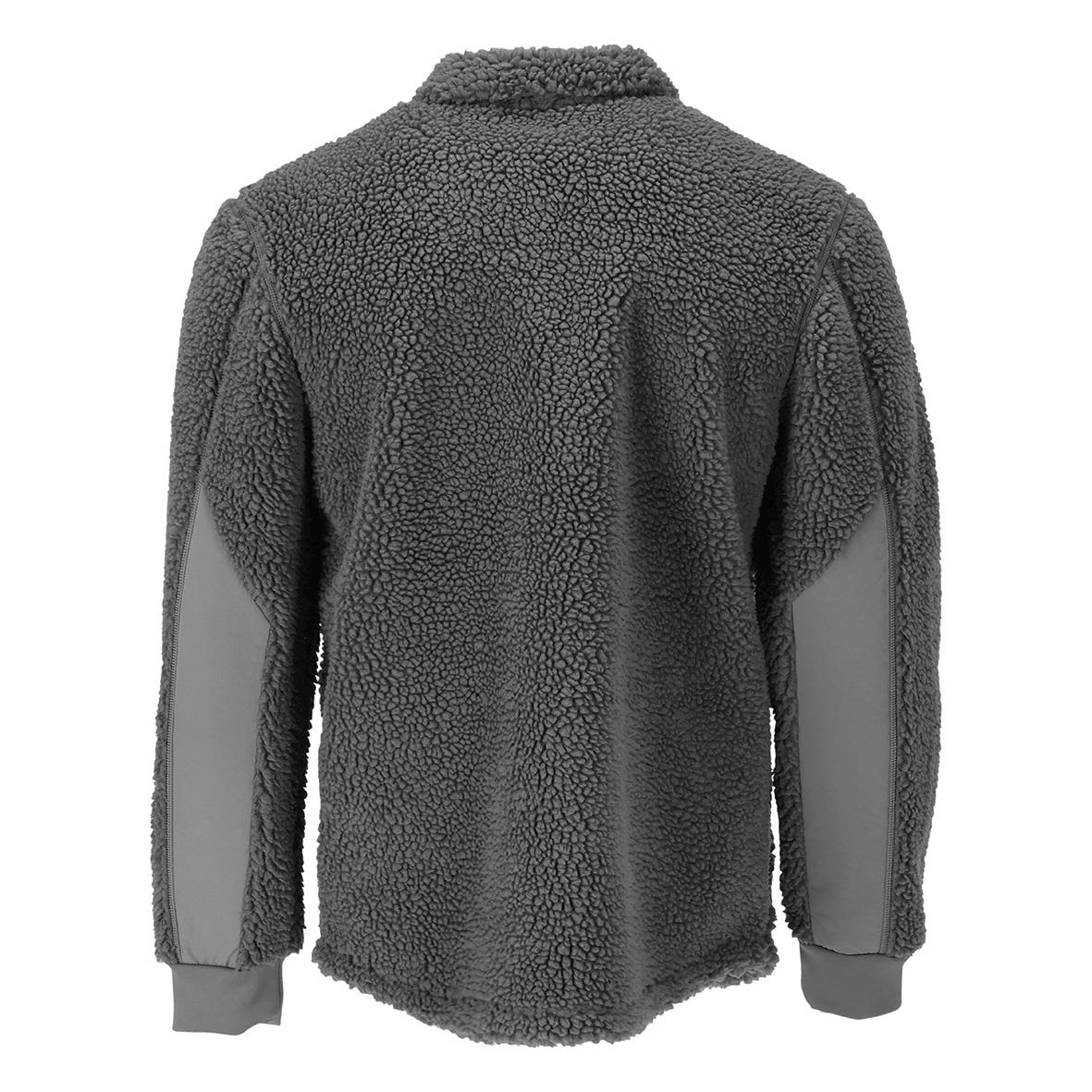 Grå fleecejacka med stickad krage och ärmar i polyester, storlek XL