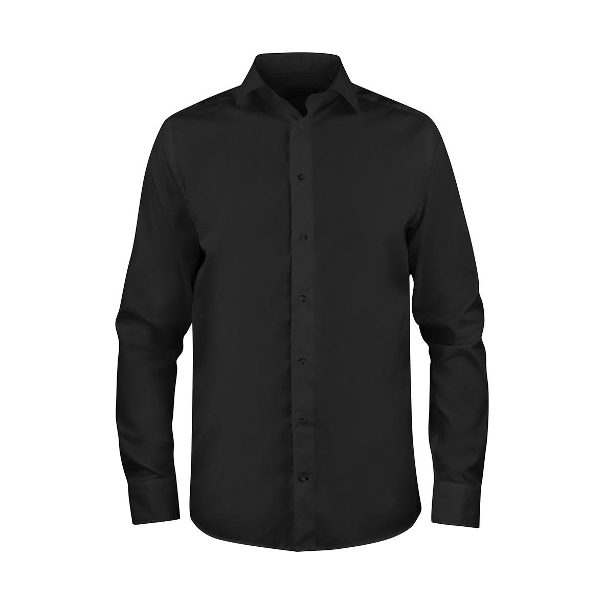 Svart skjorta Texstar SH26 i storlek S med krage och knappar