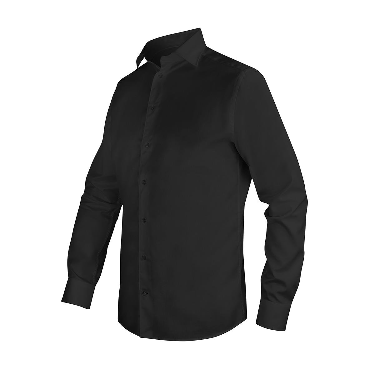 Svart skjorta Texstar SH26 i storlek S med krage och knappar